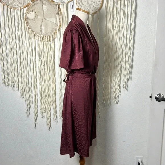 Margaret O'Leary Burgundy Leopard Print Dress Size Small Margaret O'Leary Burgundy Leopard Print Dress Size Small